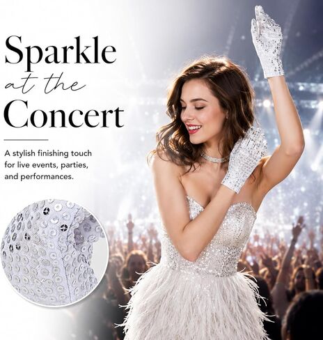 JJUNW 3 Pairs Silver Sequin Gloves Twinkl Plastic Glove for Dress Accessory | Adults Sparkling Sequin Gloves Applicable to Ice Skating Dance Party Show Halloween Christmas for Dress Accessory in Kuwait