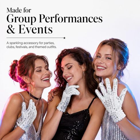 JJUNW 3 Pairs Silver Sequin Gloves Twinkl Plastic Glove for Dress Accessory | Adults Sparkling Sequin Gloves Applicable to Ice Skating Dance Party Show Halloween Christmas for Dress Accessory in Kuwait