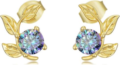 Moissanite Stud Earrings for Women 925 Sterling Silver Leaf Earrings 18K Gold Plated Wedding Engagement Promise Jewelry Gifts in Saudi Arabia