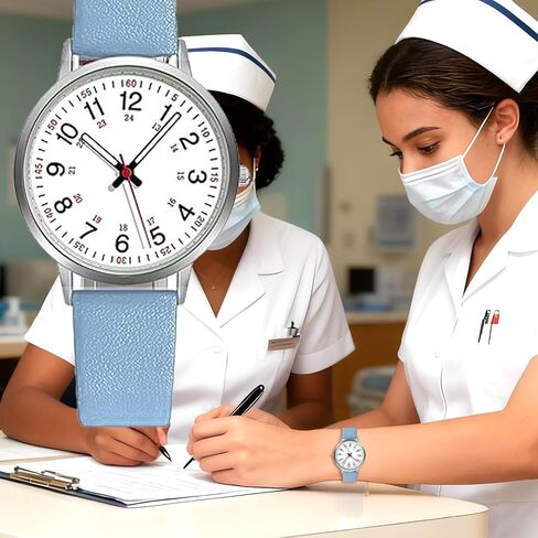 6 Pack Nurse Watch for Medical Professionals Students Women Men Leather Band Nursing Easy Read Dial Analog Military Time Luminouse Wristwatch Ladies Jewerly Dress Watches in Saudi Arabia