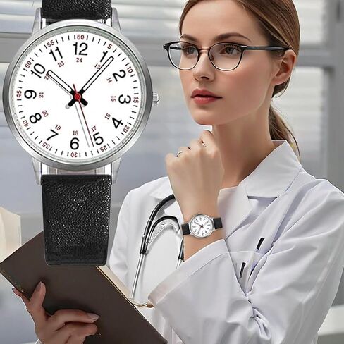 6 Pack Nurse Watch for Medical Professionals Students Women Men Leather Band Nursing Easy Read Dial Analog Military Time Luminouse Wristwatch Ladies Jewerly Dress Watches in Saudi Arabia