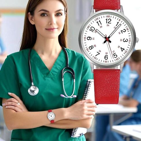 6 Pack Nurse Watch for Medical Professionals Students Women Men Leather Band Nursing Easy Read Dial Analog Military Time Luminouse Wristwatch Ladies Jewerly Dress Watches in Saudi Arabia