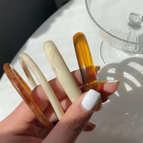 4 Pcs Chunky Acrylic Bangles Bracelets for Women Geometric Circle Thickness Wristbands Cuff Bracelet Jewelry Resin Acetate Mottled Statement Bangles Bracelets Set for Women in Saudi Arabia