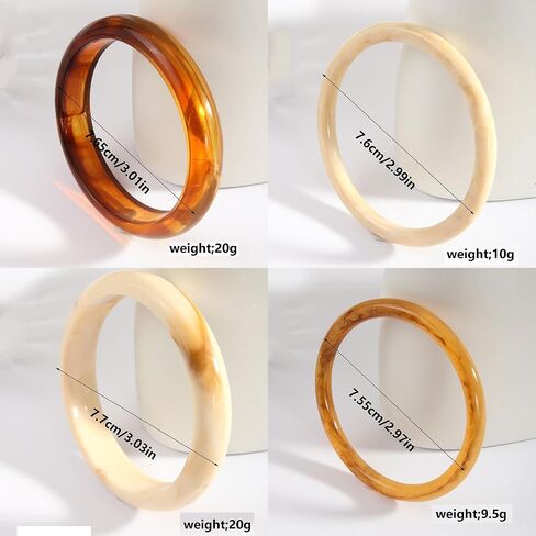 4 Pcs Chunky Acrylic Bangles Bracelets for Women Geometric Circle Thickness Wristbands Cuff Bracelet Jewelry Resin Acetate Mottled Statement Bangles Bracelets Set for Women in Saudi Arabia