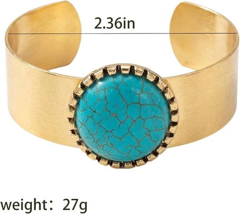 Western Bracelets for Women Turquoise Style 2 Vintage Chunky Adjustable Boho Cuff Unique Fashion Statement Style Western Gold Jewelry for Women Country Costume Accessories in Saudi Arabia