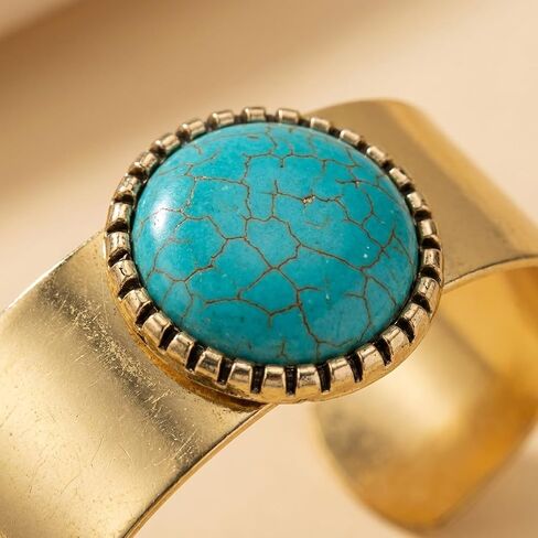 Western Bracelets for Women Turquoise Style 2 Vintage Chunky Adjustable Boho Cuff Unique Fashion Statement Style Western Gold Jewelry for Women Country Costume Accessories in Saudi Arabia