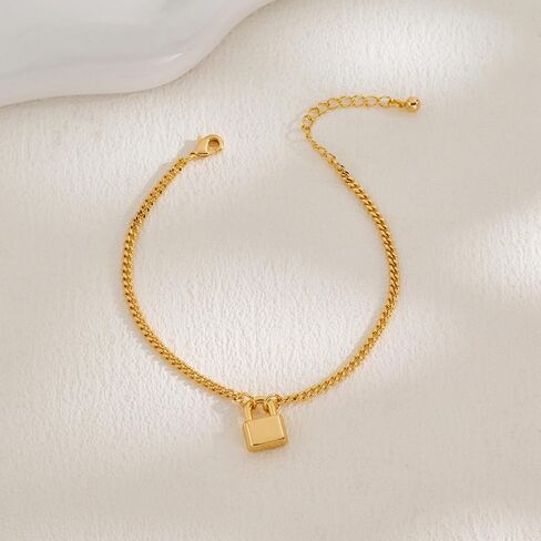 Gold Lock Bracelet for Women Minimalist Chain Bracelet Dainty Padlock Charm Wrist Jewelry Adjustable Fashion Bracelet Gift for Women in Saudi Arabia