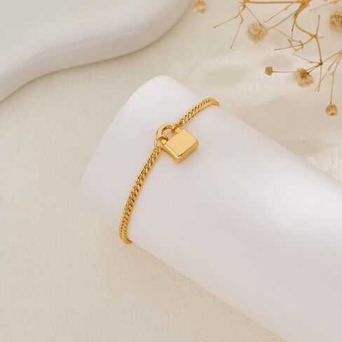 Gold Lock Bracelet for Women Minimalist Chain Bracelet Dainty Padlock Charm Wrist Jewelry Adjustable Fashion Bracelet Gift for Women in Saudi Arabia