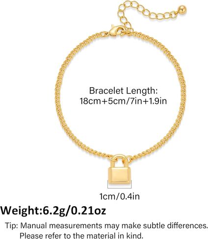 Gold Lock Bracelet for Women Minimalist Chain Bracelet Dainty Padlock Charm Wrist Jewelry Adjustable Fashion Bracelet Gift for Women in Saudi Arabia