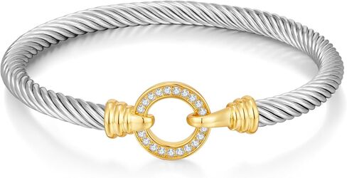 Twisted Cable Wire Bangle Bracelets for Women Adjustable Two-Tone Open Cuff Bracelet Silver Gold Bracelet Unisex Mixed Metal Bracelets Fashion Vintage Jewelry in Saudi Arabia
