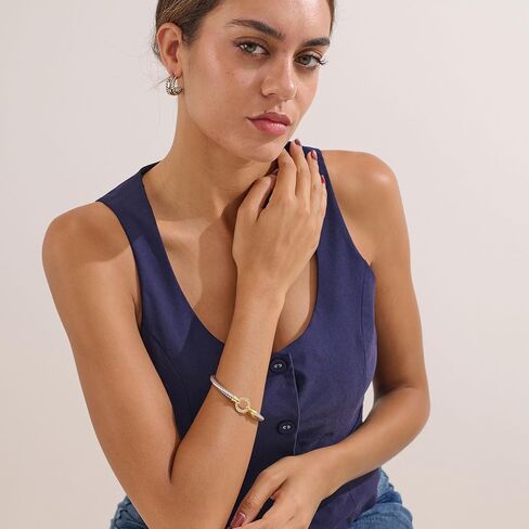 Twisted Cable Wire Bangle Bracelets for Women Adjustable Two-Tone Open Cuff Bracelet Silver Gold Bracelet Unisex Mixed Metal Bracelets Fashion Vintage Jewelry in Saudi Arabia