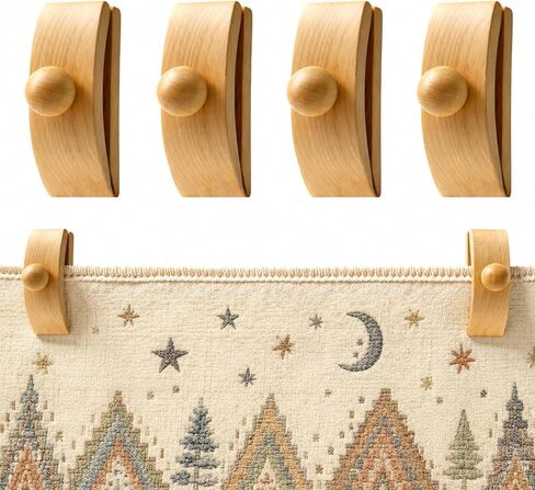 ZENYUEDZ 4pcs Tapestry Hangers, Wooden Quilt Hanger for Wall Display & Blanket Holder, Decorative Wall Mounted Clips with Screws for Quilts, Tapestries, Rugs, Fiber Art in Saudi Arabia