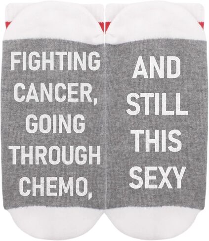 Fighting Cancer Socks-Funny Gray Crew Socks with Chemo Encouragement Message, Cancer Warrior Gift for Women Men, Supportive Birthday Christmas Mother’s Day Father’s Day(091) in Saudi Arabia