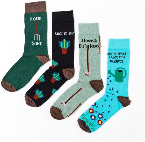 Sock Shed Gardening Gift Set | 4 Pairs Funny Socks with Rude Plant & Garden Puns | Unisex US Size Men’s 7–12 / Women’s 8.5–13.5 | Funny Gift Idea | Gardeners, Plant Lovers & Everyday Dirty Minds in Saudi Arabia