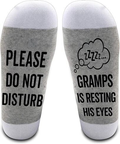 LissiArt97 Please Do Not Disturb Gramps Is Resting His Eyes Socks - Funny Gramps Socks - Do Not Disturb Socks - Funny Socks Gift For Gramps On Birthday- Father's Day- Christmas, Medium, Grey in Saudi Arabia