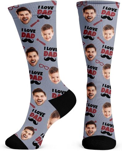 Custom Fathers Day Socks with Faces:Ships Next Day,Personalized Photo Socks,Customized Funny Gift for Dad,Grandpa in Saudi Arabia
