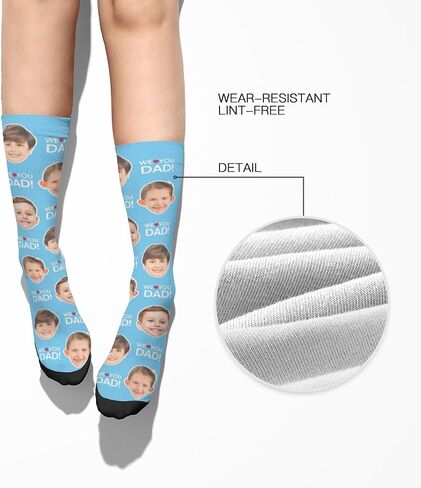Custom Fathers Day Socks with Faces:Ships Next Day,Personalized Photo Socks,Customized Funny Gift for Dad,Grandpa in Saudi Arabia
