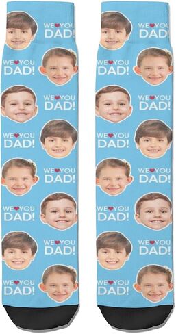 Custom Fathers Day Socks with Faces:Ships Next Day,Personalized Photo Socks,Customized Funny Gift for Dad,Grandpa in Saudi Arabia