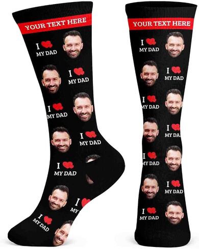 Custom Fathers Day Socks with Faces:Ships Next Day,Personalized Photo Socks,Customized Funny Gift for Dad,Grandpa in Saudi Arabia