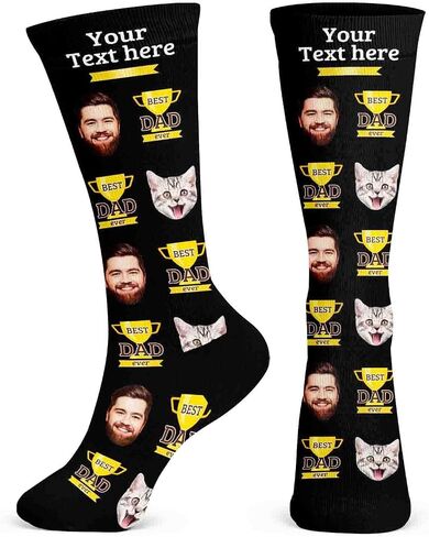 Custom Fathers Day Socks with Faces:Ships Next Day,Personalized Photo Socks,Customized Funny Gift for Dad,Grandpa in Saudi Arabia