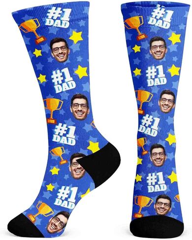 Custom Fathers Day Socks with Faces:Ships Next Day,Personalized Photo Socks,Customized Funny Gift for Dad,Grandpa in Saudi Arabia