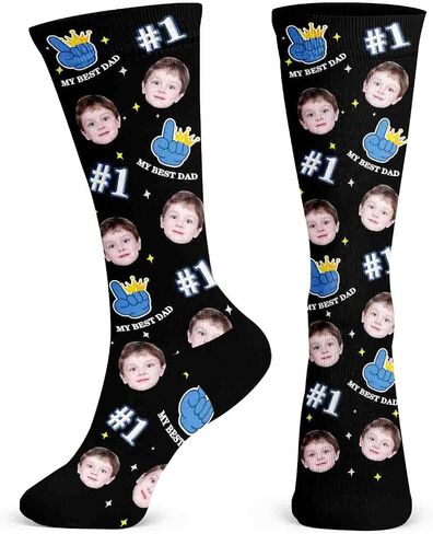 Custom Fathers Day Socks with Faces:Ships Next Day,Personalized Photo Socks,Customized Funny Gift for Dad,Grandpa in Saudi Arabia
