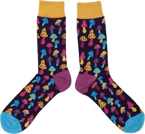 Light Mushroom Dress Socks Funny Novelty Crazy Fun Design Men Size 8-12 Cotton Casual Crew Colorful Funky Fancy Socks Gift for Men in Kuwait