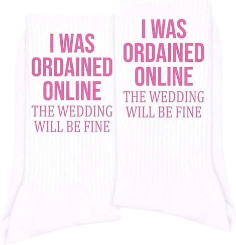 I Was Ordained Online Wedding Officiant - Funny Wedding Gifts for Officiants, Novelty Crew Socks for Men Women. in Saudi Arabia