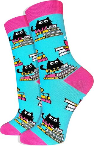 Women's Book Socks - Funny Novelty Dress Socks, Seamless Toe, Soft Combed Cotton in Saudi Arabia