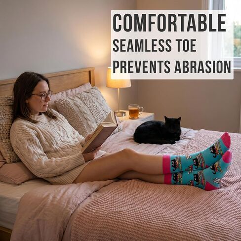 Women's Book Socks - Funny Novelty Dress Socks, Seamless Toe, Soft Combed Cotton in Saudi Arabia