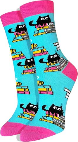 Women's Book Socks - Funny Novelty Dress Socks, Seamless Toe, Soft Combed Cotton in Saudi Arabia