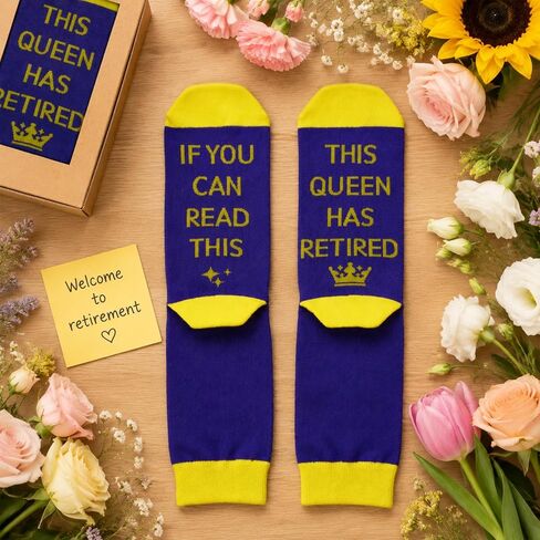 Retirement Gift for Woman - Funny Queen Retired Socks for Mom Grandma Aunt Wife Bestie Coworker, Farewell Christmas Birthday Mothers Day Appreciation Present Stocking Stuffers in Saudi Arabia