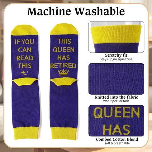 Retirement Gift for Woman - Funny Queen Retired Socks for Mom Grandma Aunt Wife Bestie Coworker, Farewell Christmas Birthday Mothers Day Appreciation Present Stocking Stuffers in Saudi Arabia