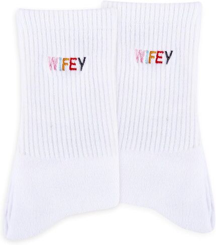 NUMJAW Wifey Embroidered Socks for Women, Bride Wedding Day Gift, Anniversary, Birthday, Valentine, Christmas, Engagement in Saudi Arabia