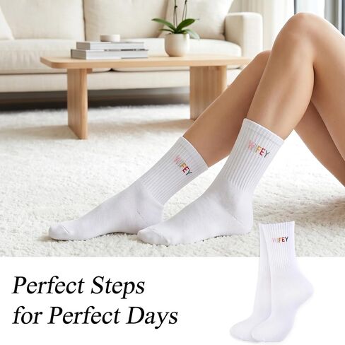 NUMJAW Wifey Embroidered Socks for Women, Bride Wedding Day Gift, Anniversary, Birthday, Valentine, Christmas, Engagement in Saudi Arabia