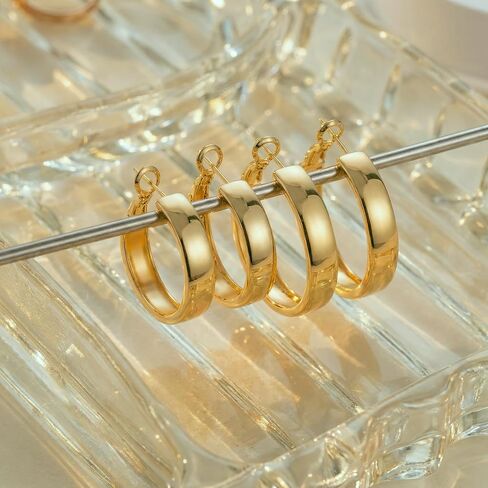 أقراط طارة ذهبية 14K أقراط ذهبية للنساء 14K حلق ذهبي للنساء الأطواق واسعة النطاق الأطواق القرط للمرأة 25/30 مم in Kuwait