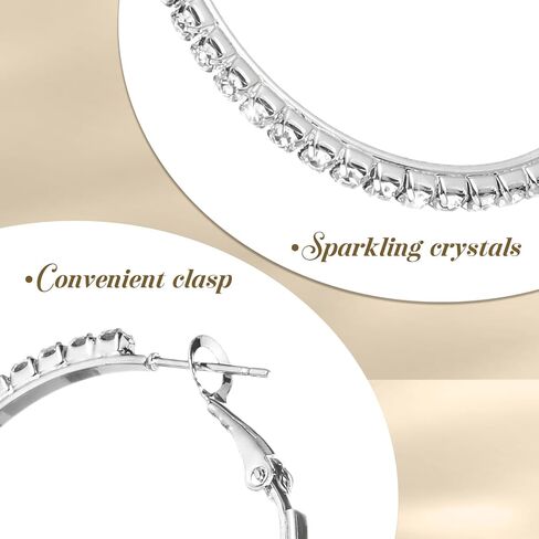 Hoop Earrings for Women 3 Pairs Rhinestone Hoop-Earrings Sparkly Hoop Earrings Lightweight 2/4/6cm Sparkly Crystal Round Hoops for Wedding Party Gift Prom Date Accessories in Saudi Arabia