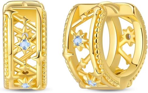 Chunky Huggie Hoop Earrings for Women – 14K Gold Plated, Hypoallergenic, Lightweight Small Hoops with Secure Snap Clasp in Saudi Arabia