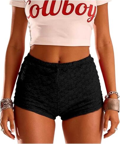 Black Lace Booty Shorts for Women - Sexy Mini Micro Rave Bottoms Clubwear Outfits for Club Party Going Out in Saudi Arabia