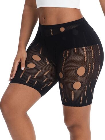 Lunedear Sexy Shorts for Women, Black Fishnet Biker Short Cut Out Summer Mesh Shorts in Saudi Arabia