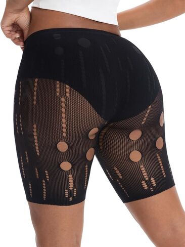 Lunedear Sexy Shorts for Women, Black Fishnet Biker Short Cut Out Summer Mesh Shorts in Saudi Arabia