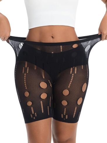 Lunedear Sexy Shorts for Women, Black Fishnet Biker Short Cut Out Summer Mesh Shorts in Saudi Arabia