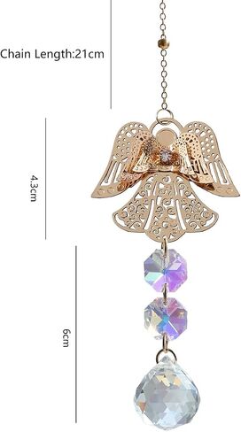 Crystal Suncatcher for Windows - Rainbow Maker Sun Catchers with Prisms Angel Wind Chime Hanging Ornament for Christmas Wedding Garden Home Decor Gift in Kuwait