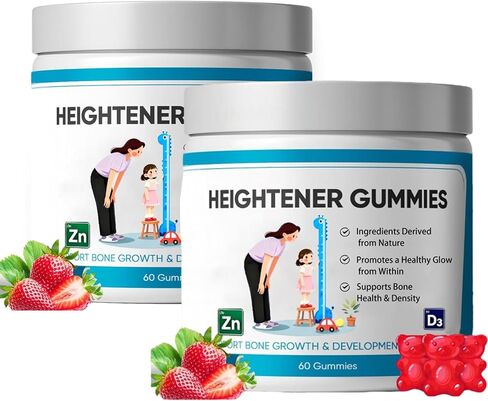 Heightener Gummies, Natural Height Growth Supplement for Teens and Adults, Increase Bone Strength with Calcium & Zinc, Vitamin C, D, L-Arginine, 60 Gummy (1PCS) in Saudi Arabia