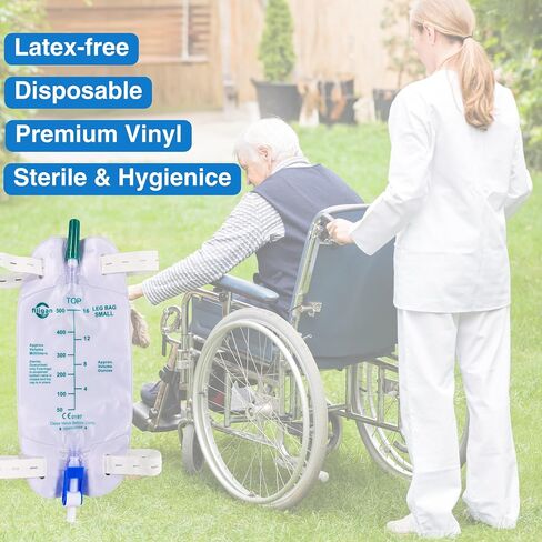5 Pack Easy-Tap Catheter Leg Bags, 500ml Urinary Drainage Bag, Anti-Reflux Valve, Cloth Straps, Easy Flip Drain in Saudi Arabia