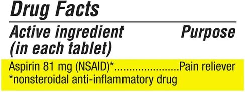berkley jensen Aspirin 81mg Low Dose (730 Count), Enteric Coated Tablets, NSAID Pain Reliever & Fever Reducer, for Minor Aches, Muscle Pain & Cramps. Safety Coated, Made in USA, 365 Ct. (Pack of 2) in Saudi Arabia