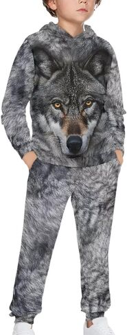 doginthehole Boys Sweatsuits Two Pieces Graphic Hoodies Sweatshirt and Sweatpants Set Fall Outfit Sets for Boy 5-12Y in Kuwait