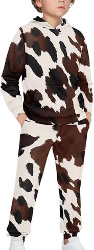doginthehole Boys Sweatsuits Two Pieces Graphic Hoodies Sweatshirt and Sweatpants Set Fall Outfit Sets for Boy 5-12Y in Kuwait