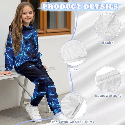 doginthehole Boys Sweatsuits Two Pieces Graphic Hoodies Sweatshirt and Sweatpants Set Fall Outfit Sets for Boy 5-12Y in Kuwait