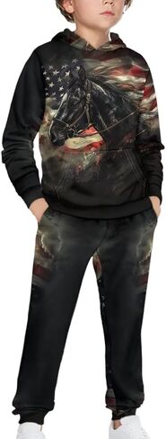 doginthehole Boys Sweatsuits Two Pieces Graphic Hoodies Sweatshirt and Sweatpants Set Fall Outfit Sets for Boy 5-12Y in Kuwait